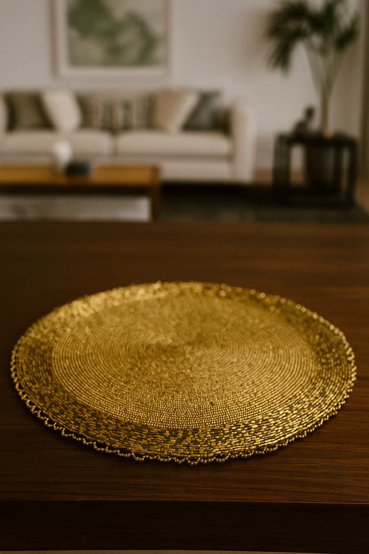 Handmade Table Mat - Cutdana (Golden) - Handmade Stories