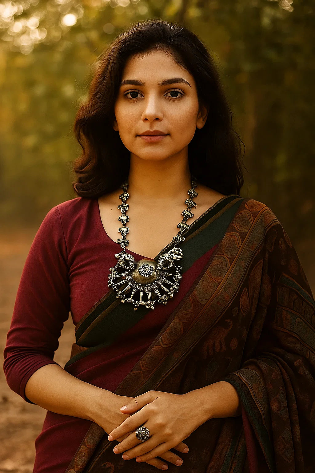 Silver Elephant Design Necklace