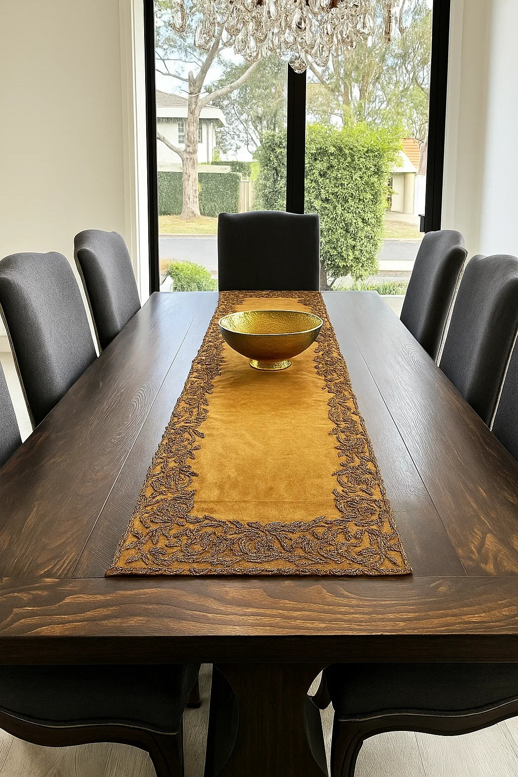 Brown and Gold Handmade Beaded Runner- (Design -3)