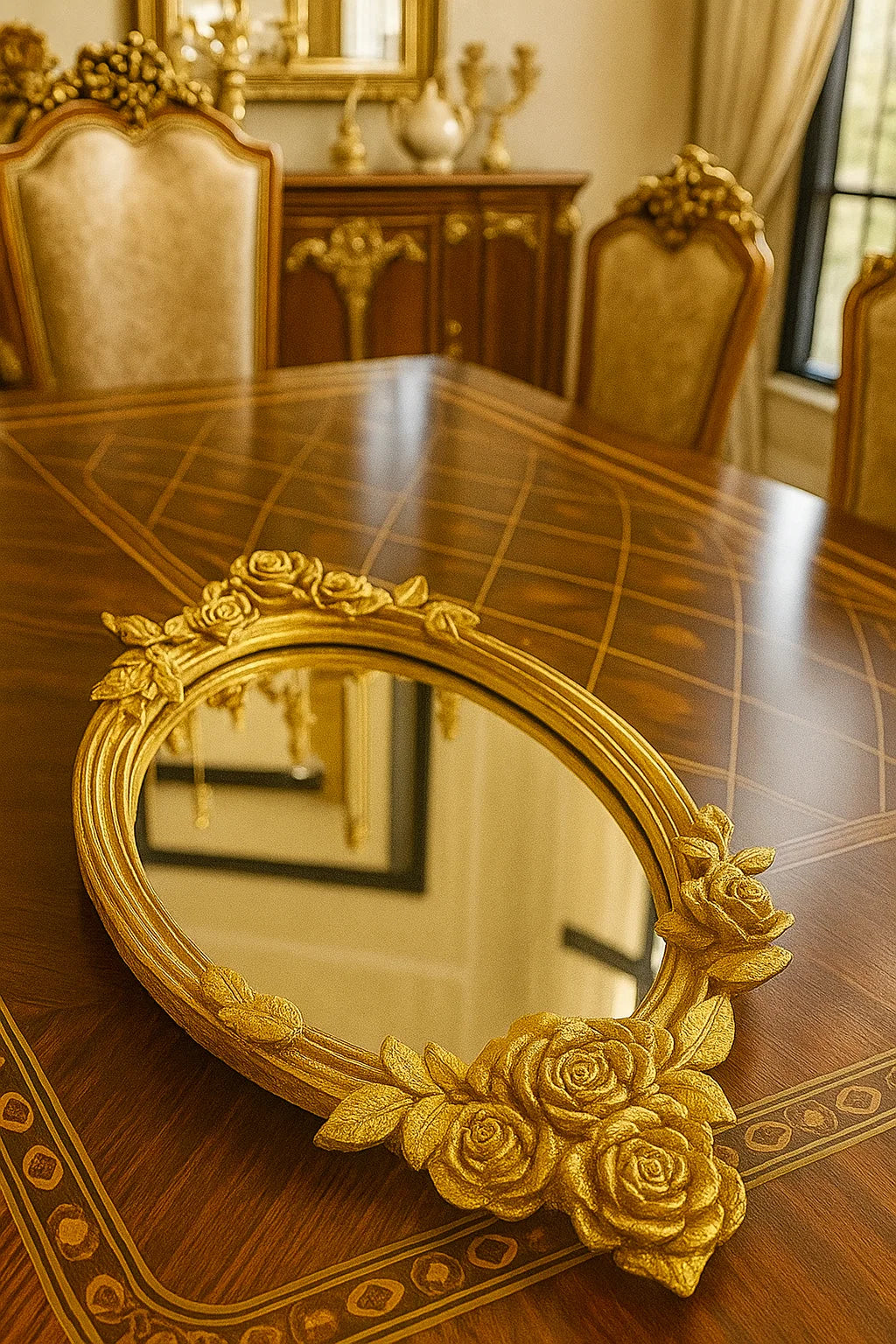 Antique Gold Finish Mirror Tray -3