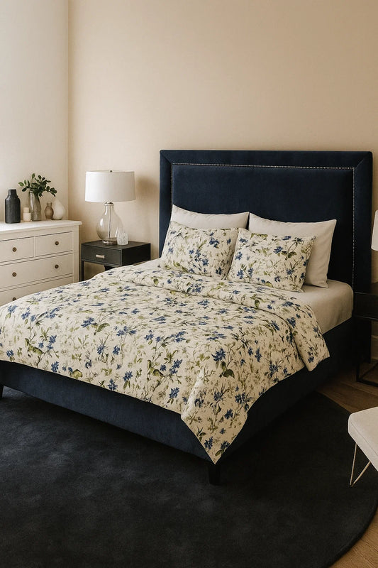 Quilt Cover Set (Off White & Blue)