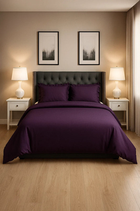 Premium Quality Bed Sheet Set With Flat Sheet (Purple Plain)