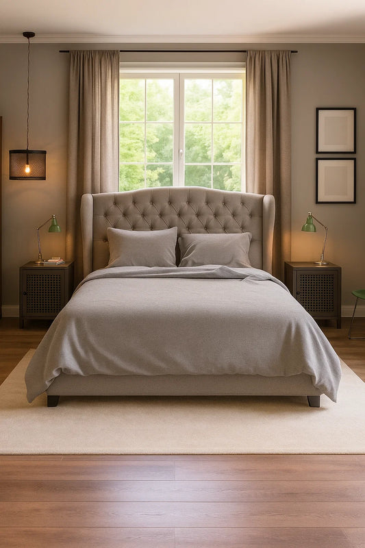 Premium Quality Bed Sheet Set With Flat Sheet (Self Silver)