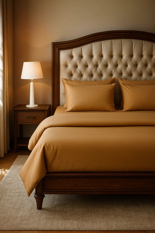 Quilt Cover Set (Mud Brown With Narrow Stripes)