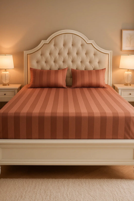 Premium Quality Bed Sheet Set With Flat Sheet (Tea Pink)