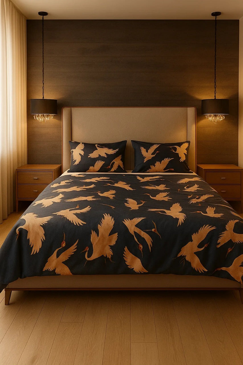 Quilt Cover Set (Blue Flamingo)
