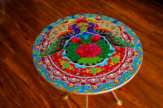 Truck Art Screen printed wooden round side table