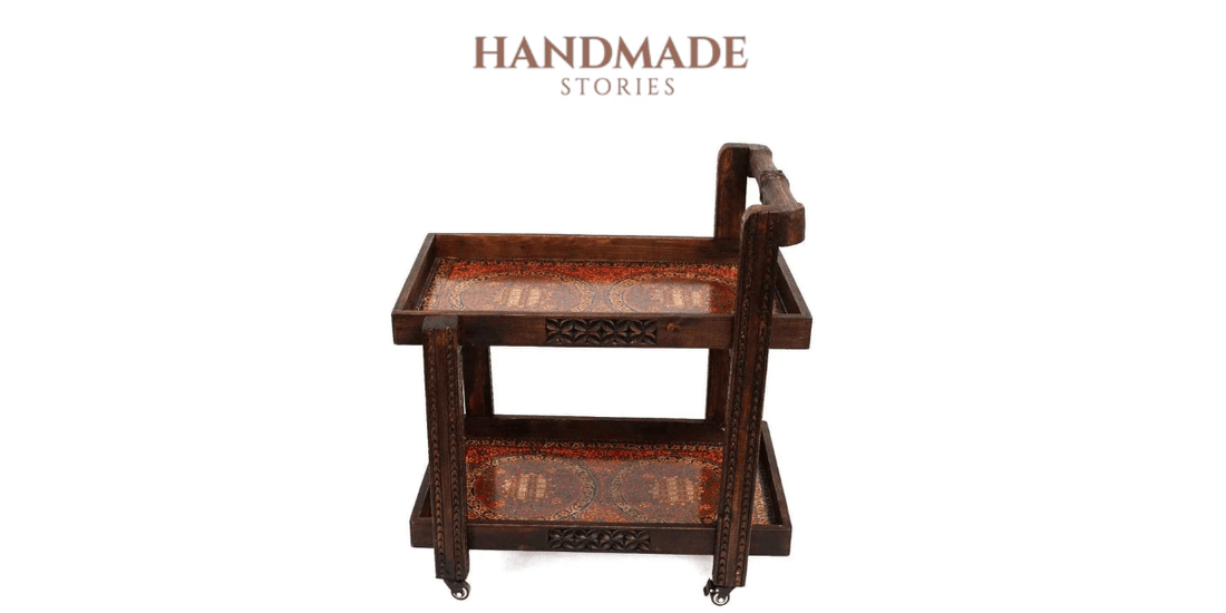 Handcrafted Wooden Tea Trolley