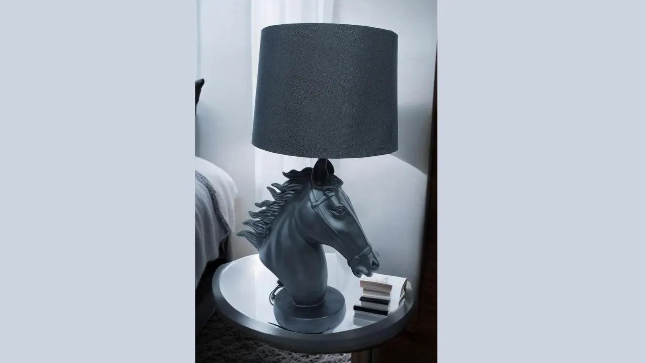 Royal Black Horse Table Lamp