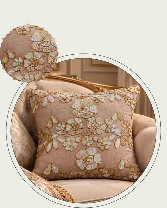 Handmade Sequence cushion cover on jute (Design-II)
