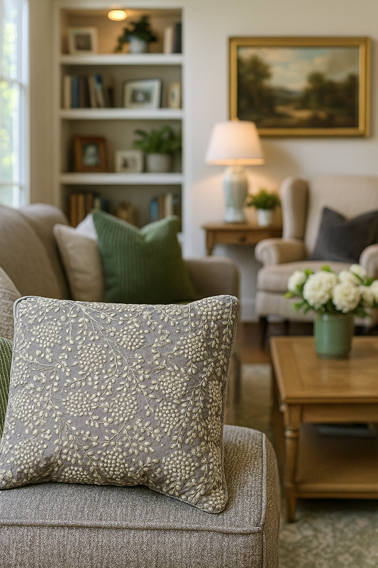 Handmade velvet Cushion Cover (Grey pearl & Silver)