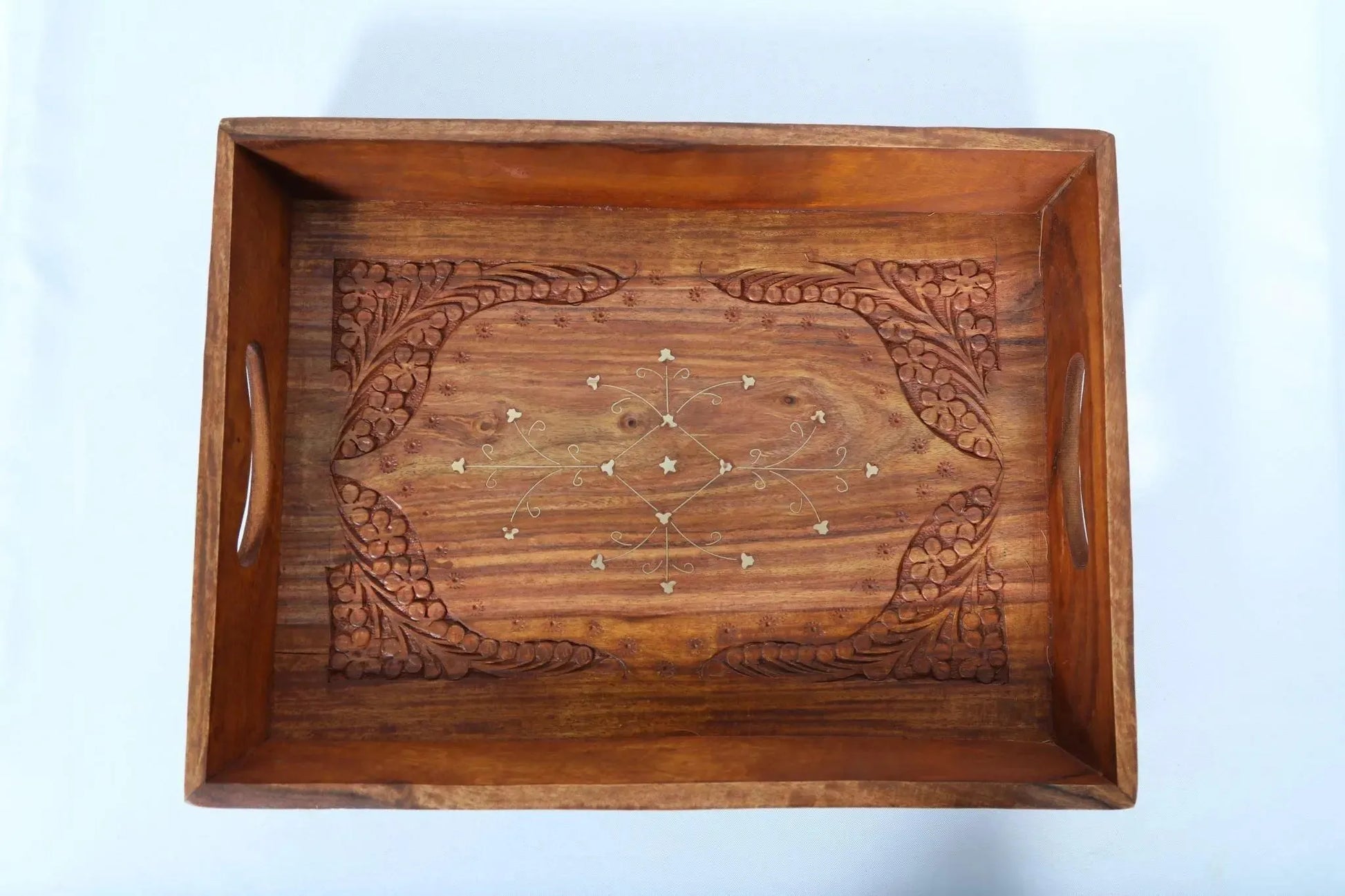 3-Piece Rectangular Wooden engraved Serving Tray Set - Handmade Stories