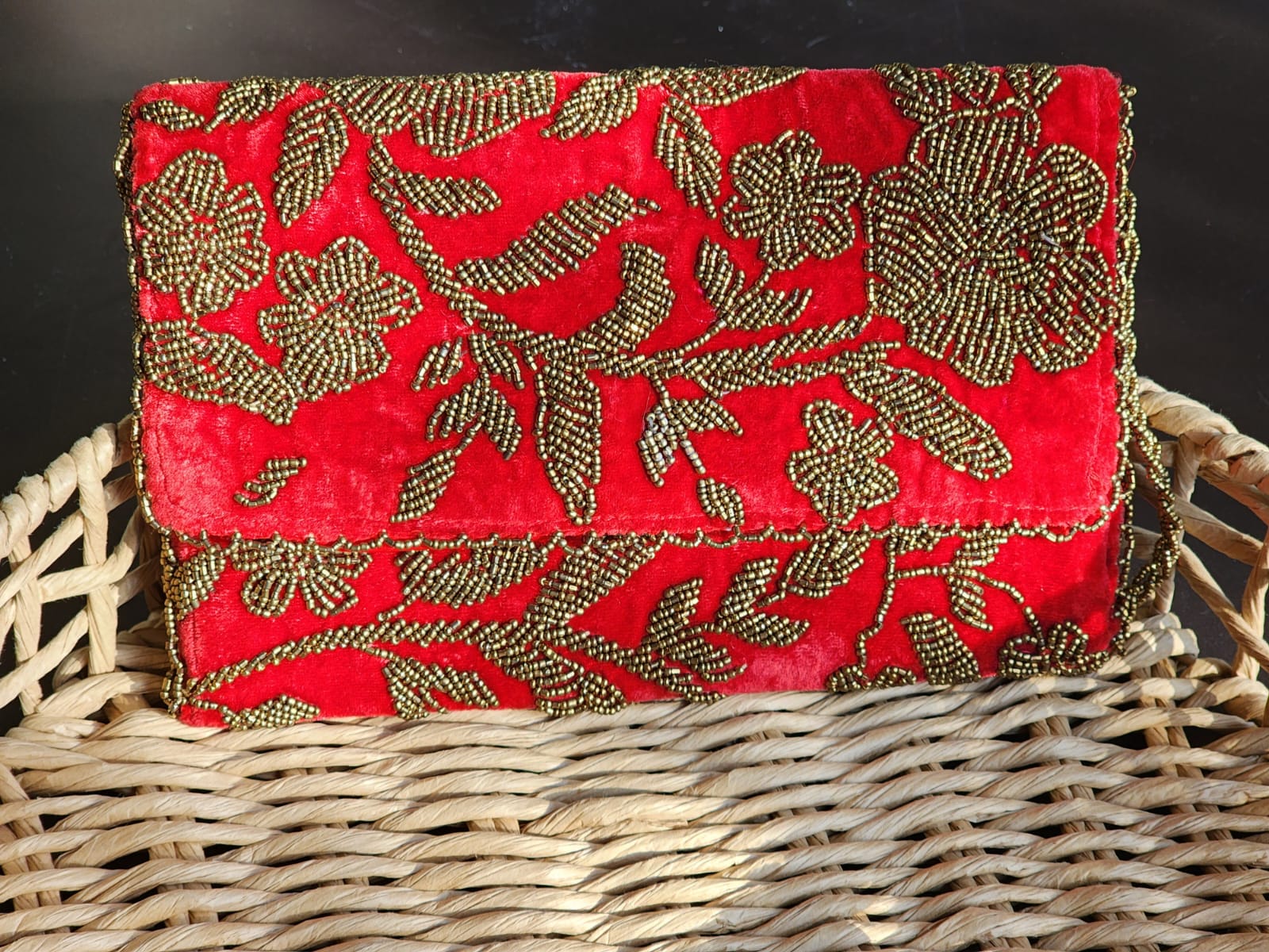 Red and Gold Shoulder Bag - Handmade Stories