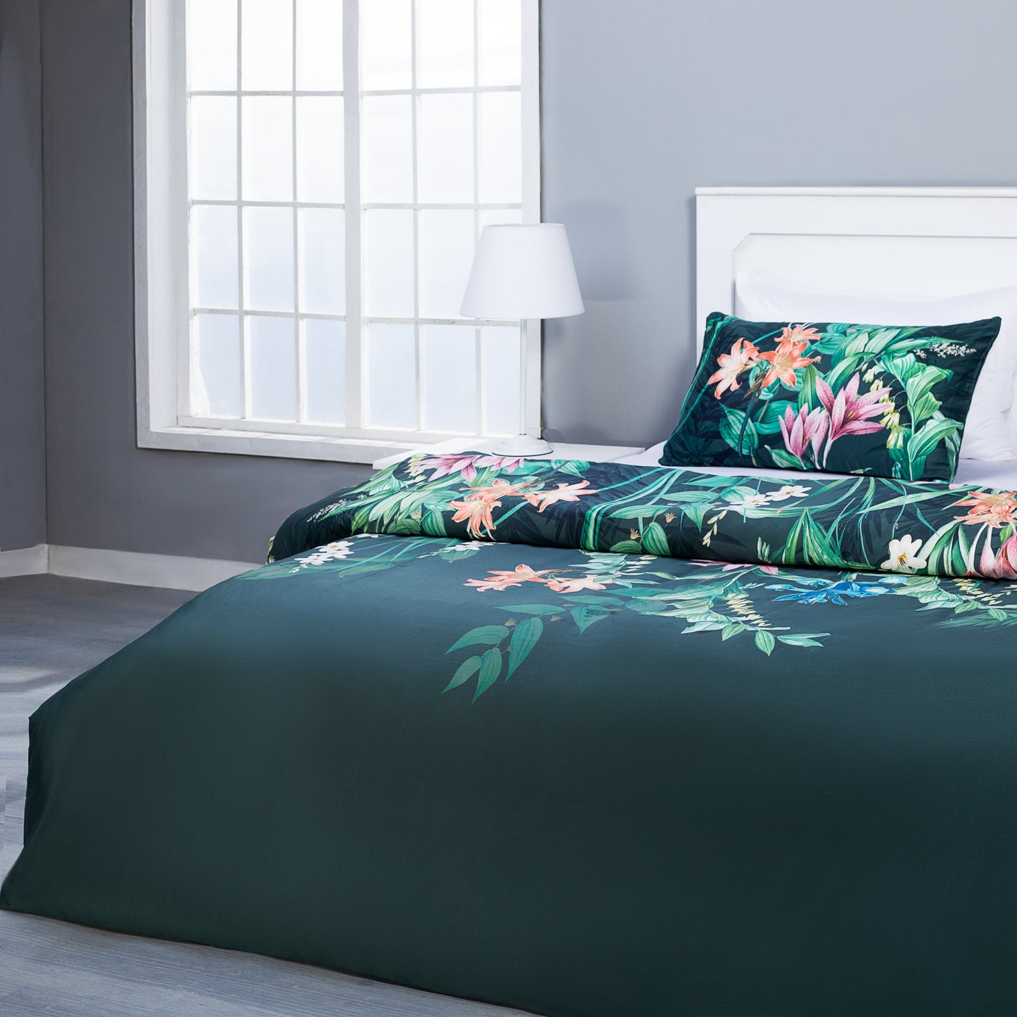 Fresh Green Floral Print - Duvet Cover Set