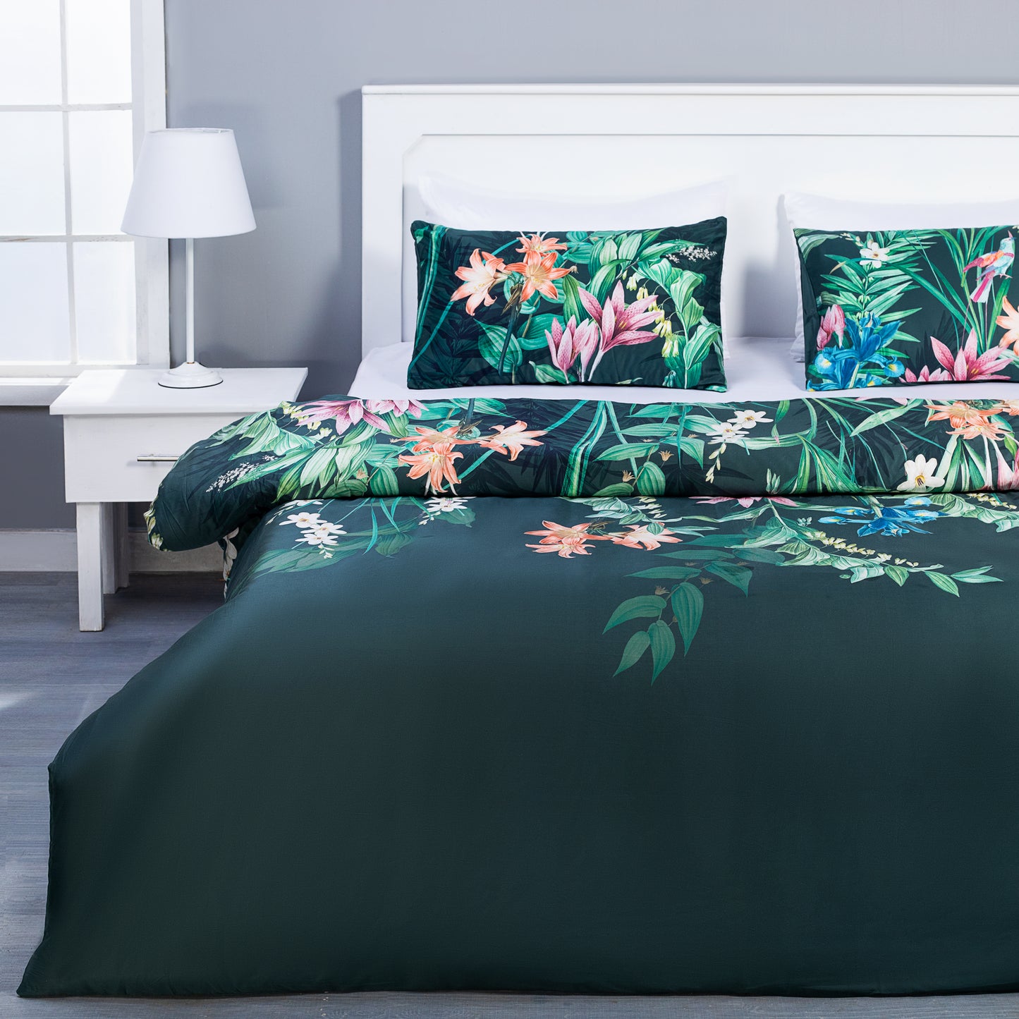 Fresh Green Floral Print - Duvet Cover Set