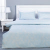 Sky Blue Quilt Cover with White Leaf Print 