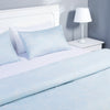 Sky Blue Quilt Cover with White Leaf Print 