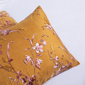 Mustard Yellow and Tea Pink Floral Duvet Cover Set - Handmade Stories