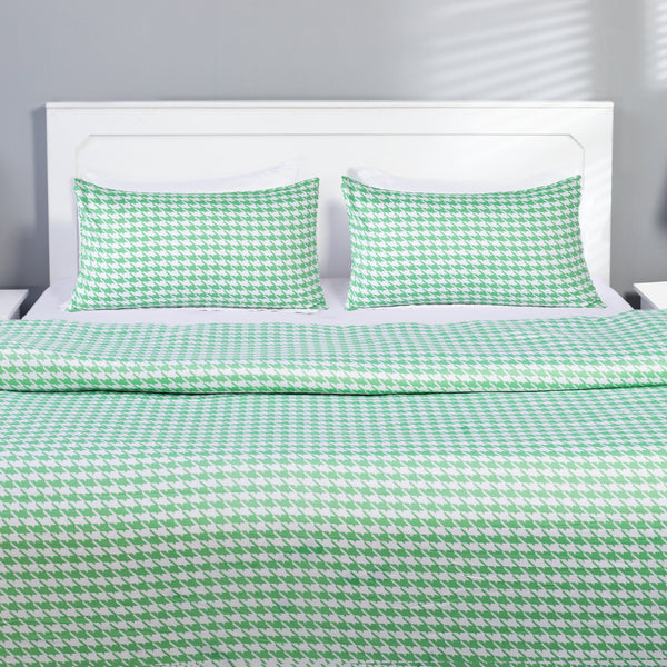 Modern Green Houndstooth Pattern Duvet Cover - Handmade Stories