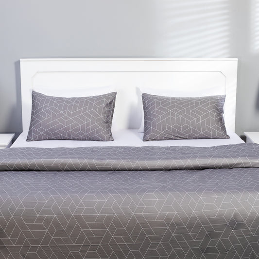 Gray Geometric Duvet Cover Set