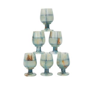 Onyx Marble glass - Blue (set of 6 pcs) - Handmade Stories