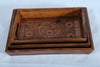 3-Piece Rectangular Wooden engraved Serving Tray Set