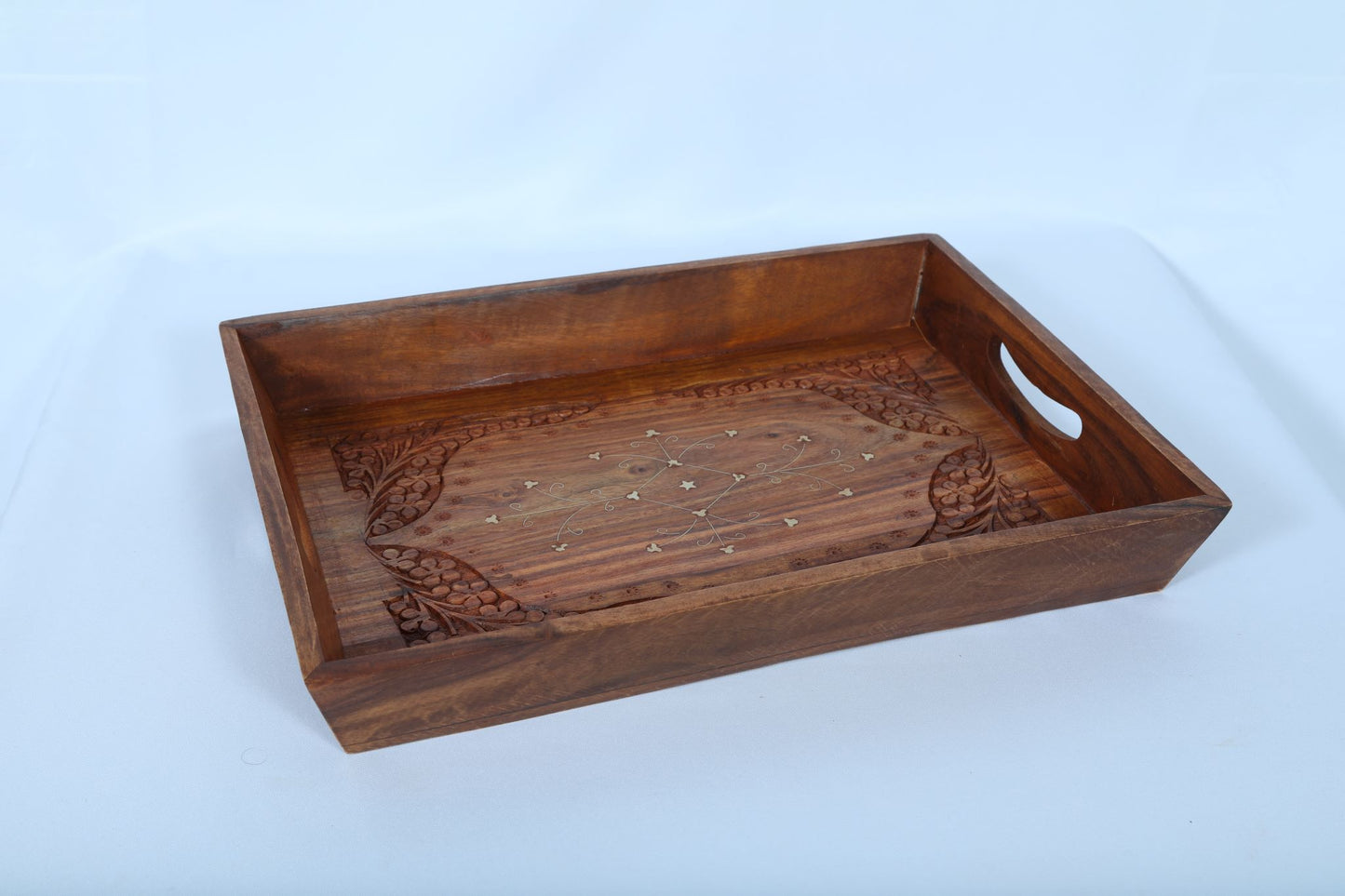 3-Piece Rectangular Wooden engraved Serving Tray Set