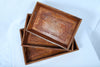 3-Piece Rectangular Wooden engraved Serving Tray Set