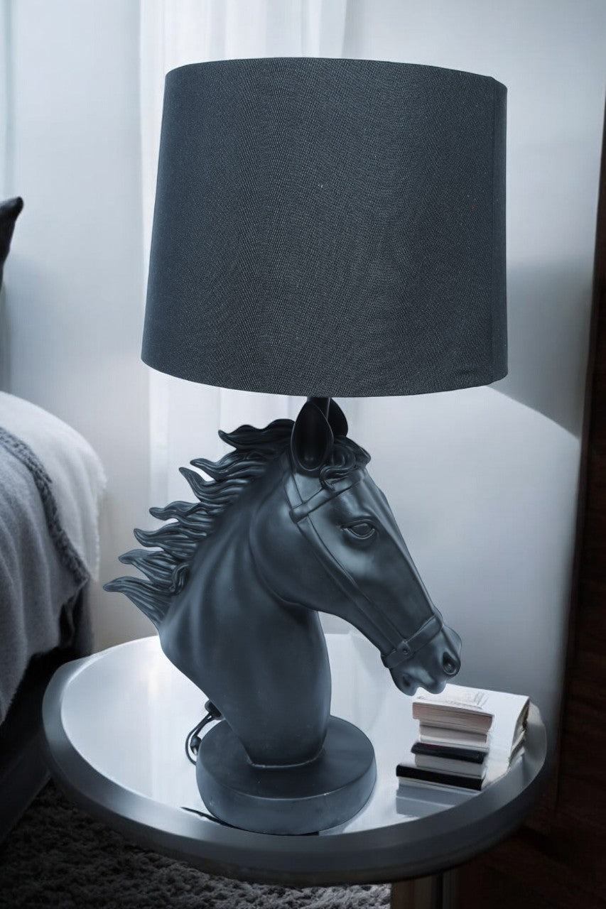 Royal Black Horse Table Lamp - Handmade Stories