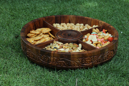 Wooden Dry Fruit Serving Platter - Handmade Stories