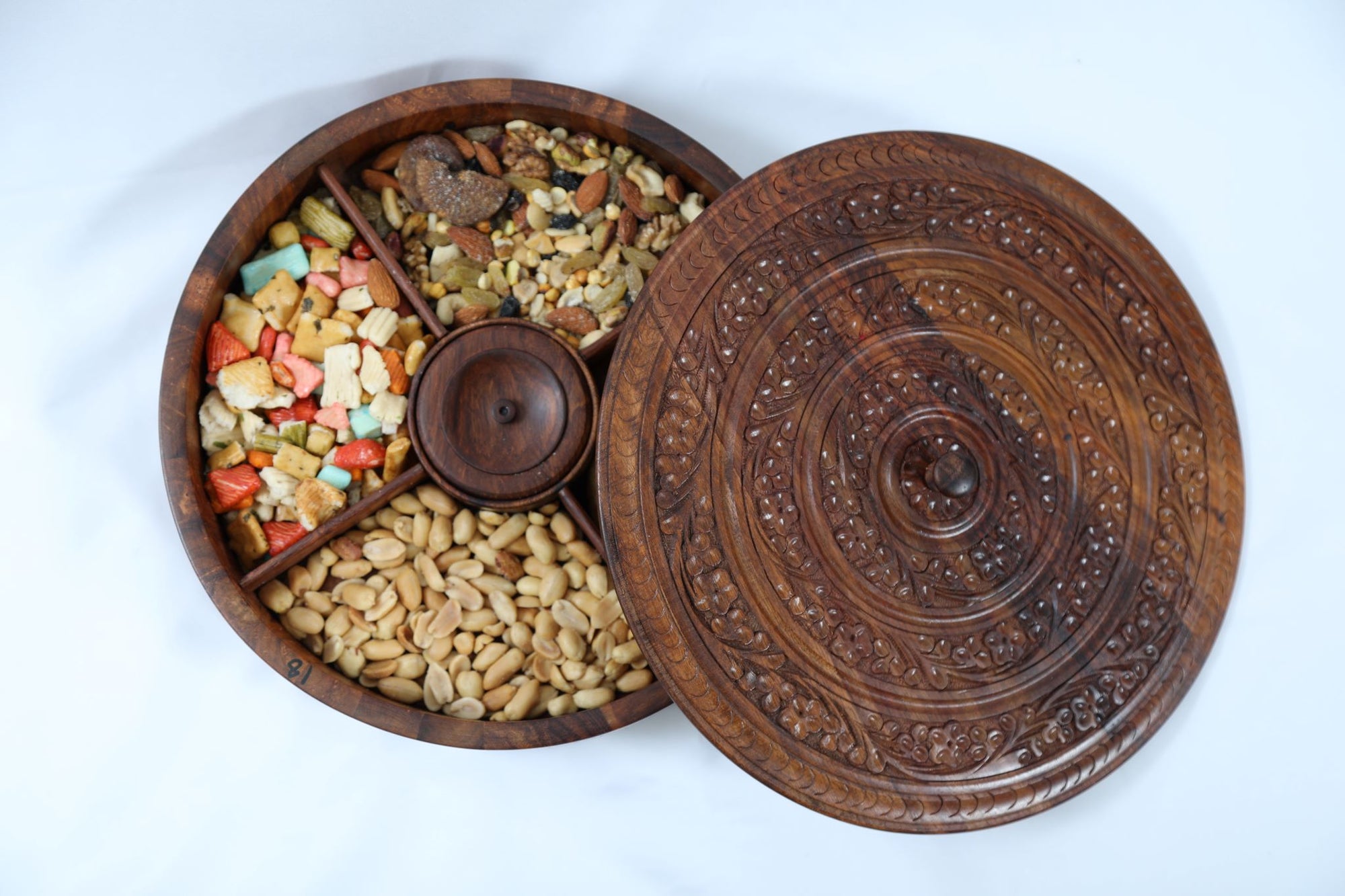 Wooden Dry Fruit Serving Platter - Handmade Stories