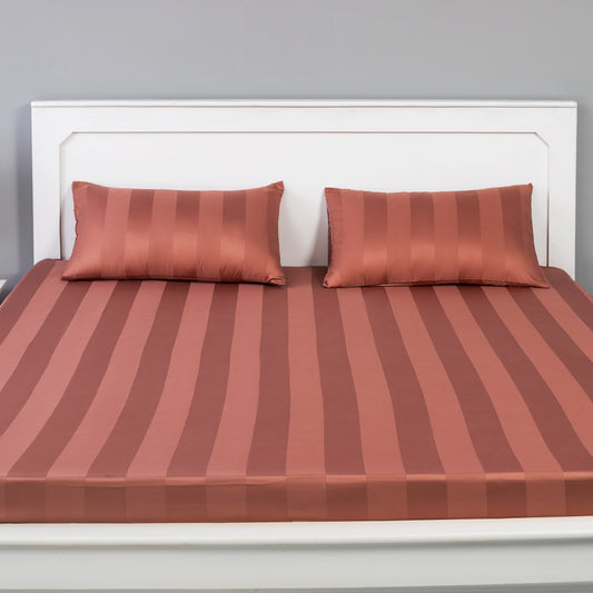 Pink Wide Stripe Bed Sheet Set