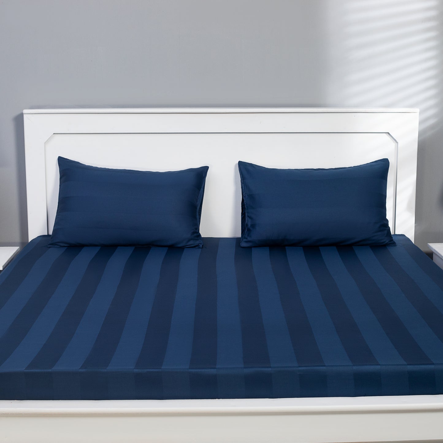 Navy Blue Cotton Sheet Set with 2 Pillowcases