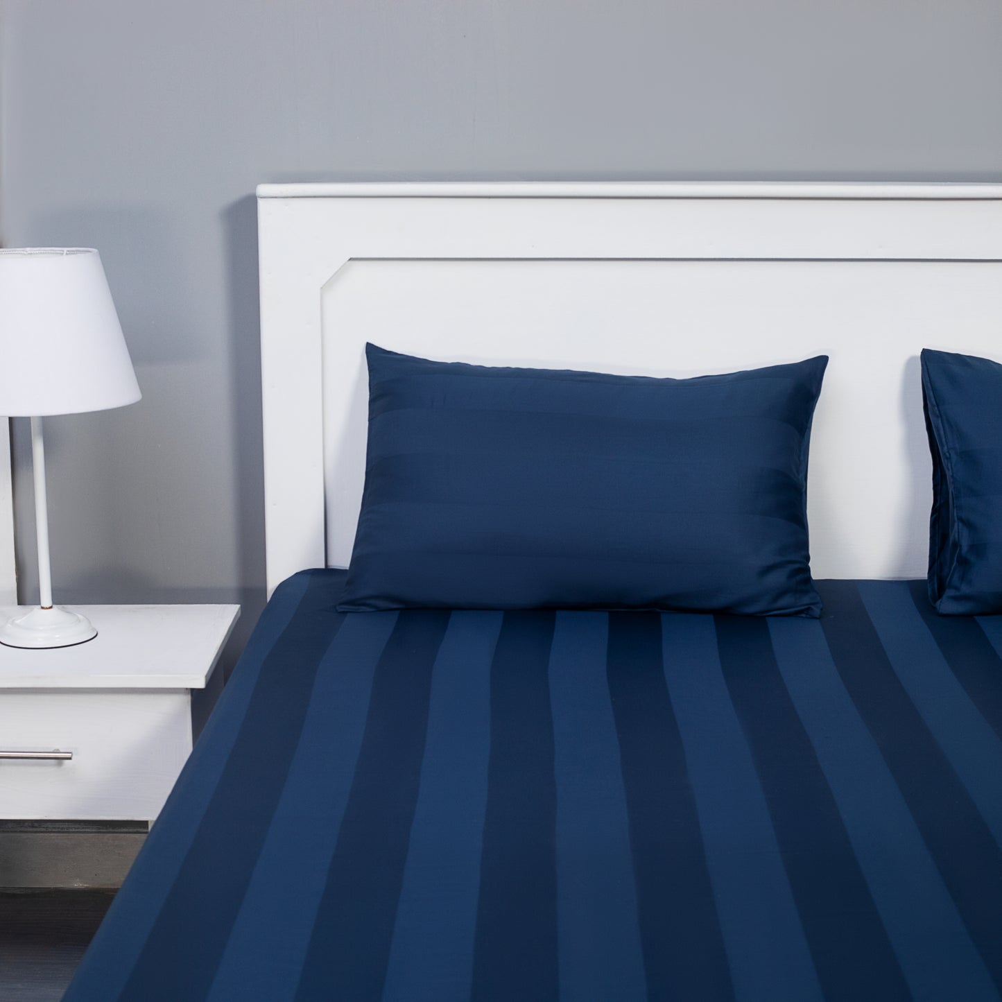 Navy Blue Cotton Sheet Set with 2 Pillowcases