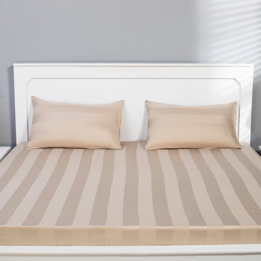 Fitted & Flat sheets with Pillowcase (Beige)