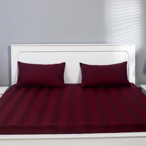 Wine Red Fitted Sheet and Pillowcase Set - Handmade Stories