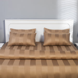 Mud Brown Wide Stripe Duvet Cover - Handmade Stories