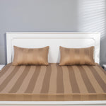 Breathable Cotton Sheet Set - Mud Brown with Wide Stripes - Handmade Stories