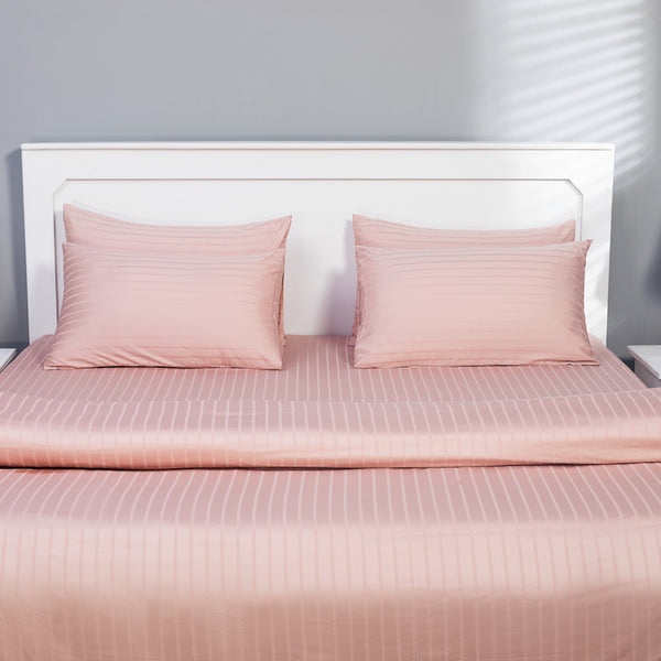 Pink Satin with Crisp Piping - Duvet Cover Set - Handmade Stories