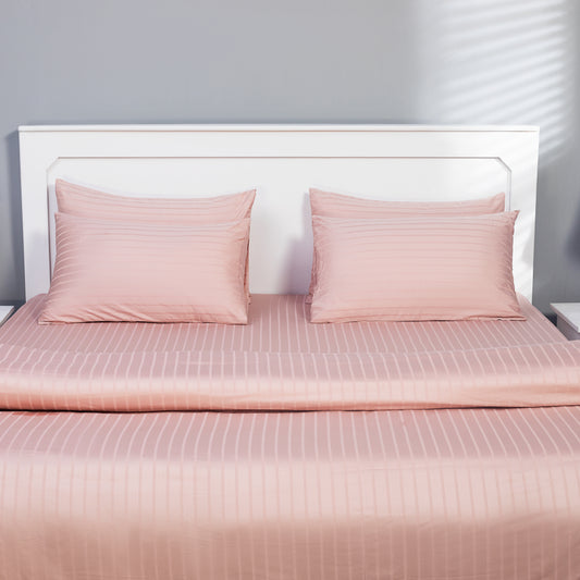 Pink Satin Duvet Cover Set with Crisp Piping