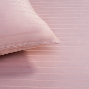 Pink Trimmed Cotton Fitted Sheet Set with Pillowcases - Handmade Stories