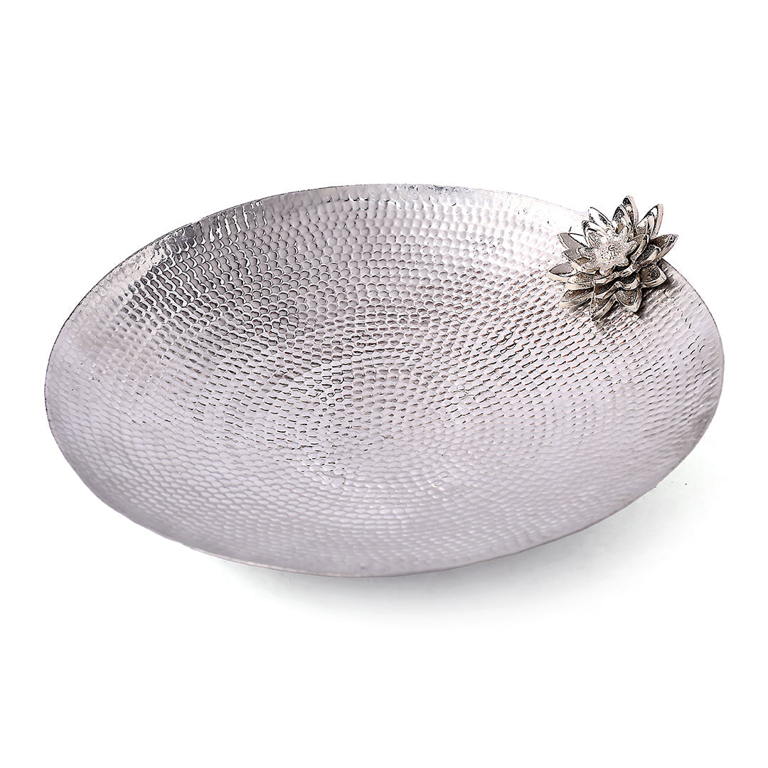 Silver Lotus Salad Bowl | Elegant Serving Bowl | Home Decor