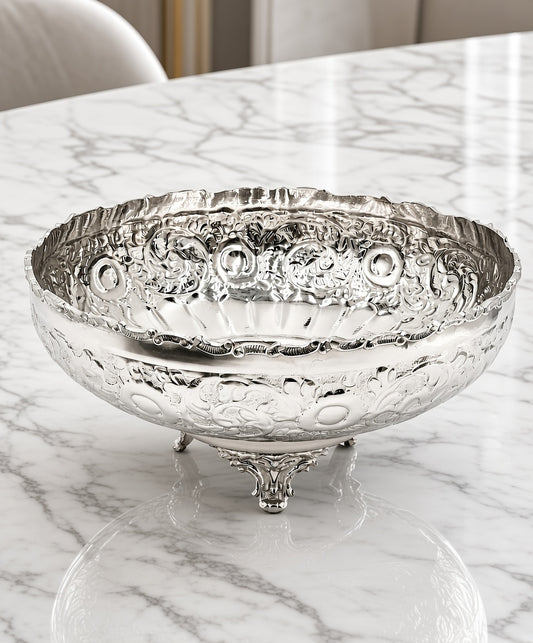 Floral Engraved Brass Bowl