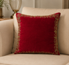 Handmade Velvet Cushion Cover (Red & Gold) Design - 2