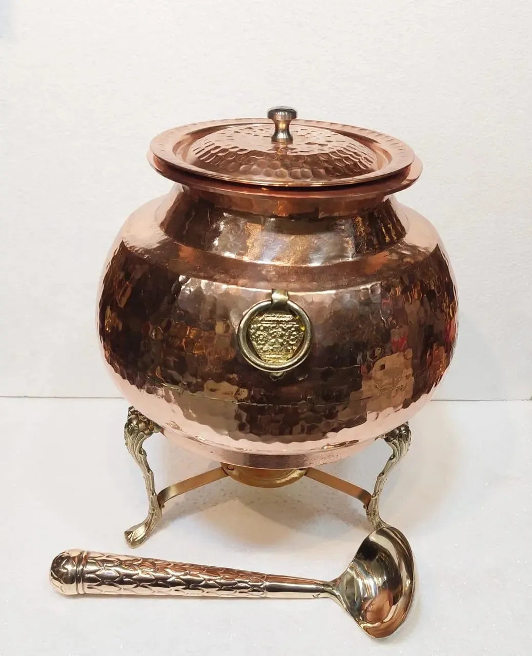 Food Warmer: Copper Hammered Chafing Dish 17 cm - Handmade Stories Food Warmer: Copper Hammered Chafing Dish 17 cm - Handmade Stories
