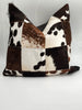Cowhide Leather throw pillow cover (Brown) - Handmade Stories