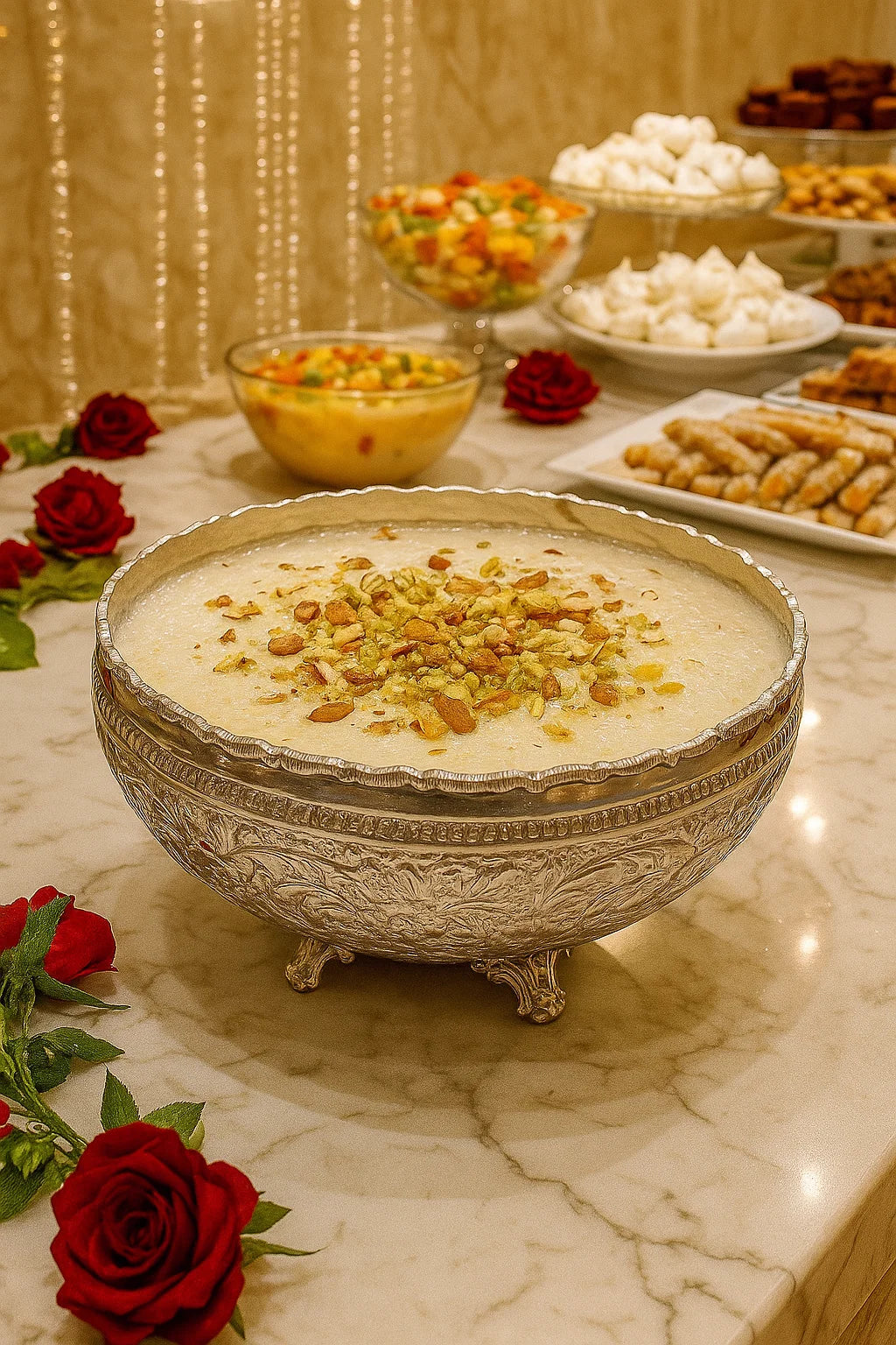Floral Engraved Brass Bowl