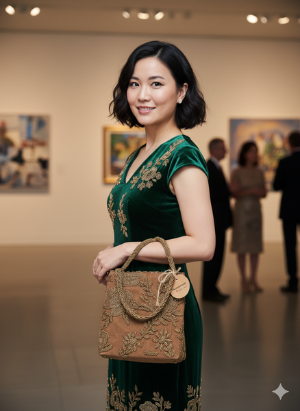 Elegant bronze Hand Embellished Beaded Women Handbag