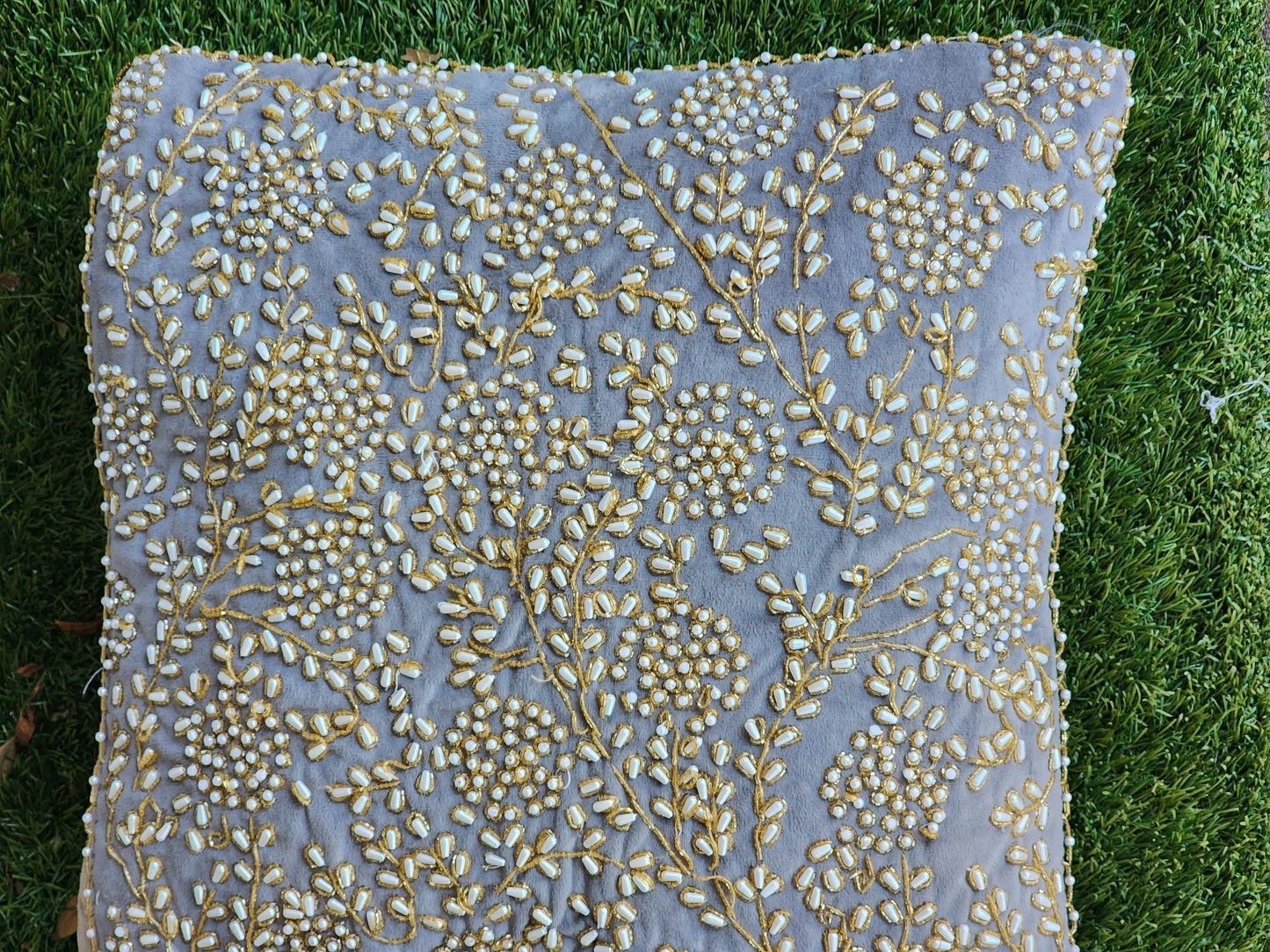 Handmade beaded Cushion Cover 43x43 cm Handmade Stories