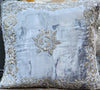 Handmade Velvet Cushion Cover (Light blue and Silver) - Handmade Stories